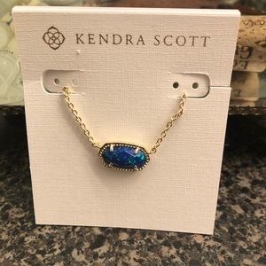 Kendra Scott gold and blue necklace